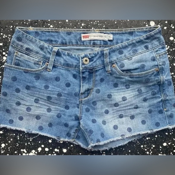 Levi’s Polka Dot Shorty Short Jean Shorts - Picture 1 of 4